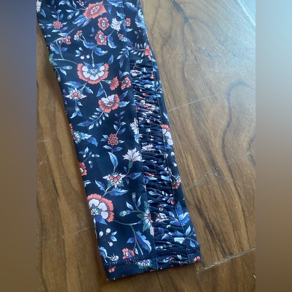 Soulcycle Soul Floral Blue Pants Leggings Size S Gym Run Spin Thick Stretch EUC - Picture 3 of 9